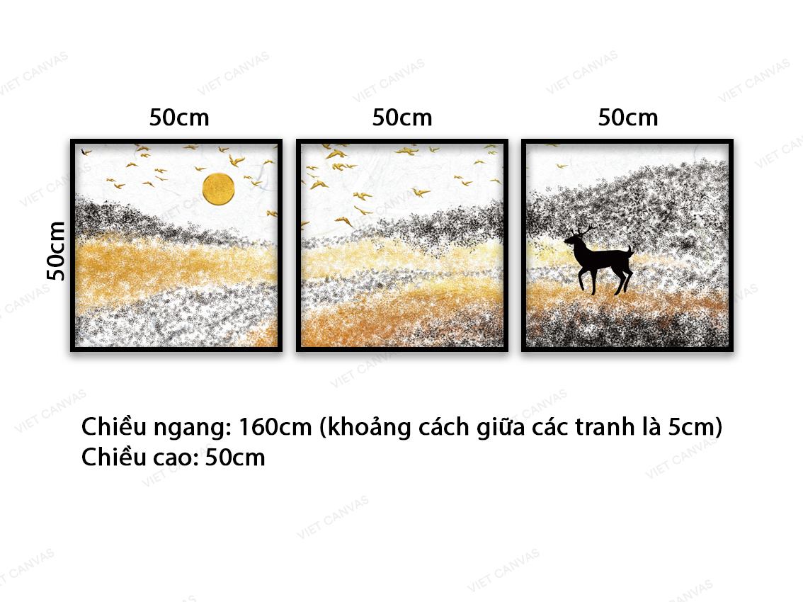 Bộ 3 Tranh Chú Hươu Ngắm Trăng Tròn - VC034