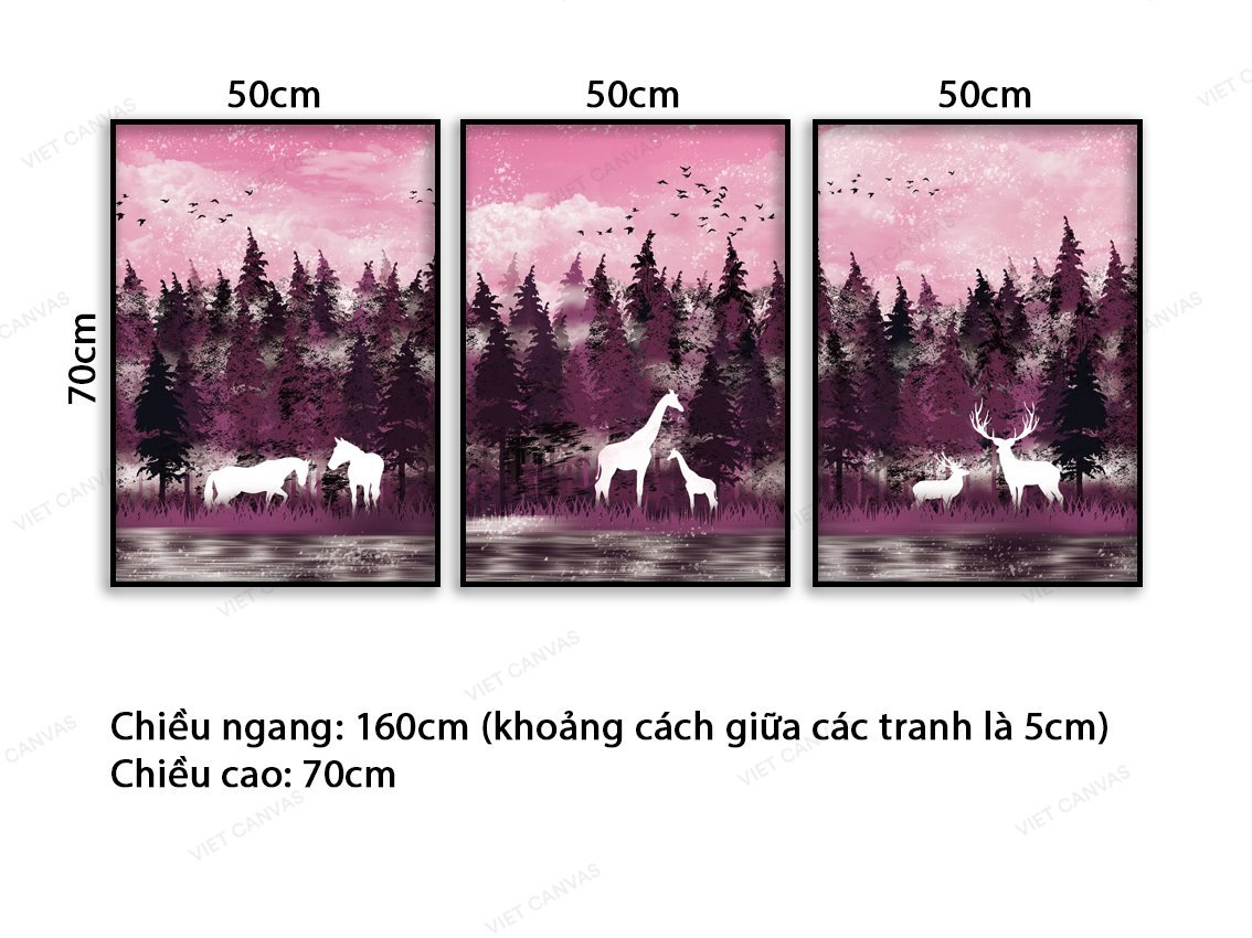 Bộ 3 Tranh Chiều Tím Của Muôn Thú - VB382