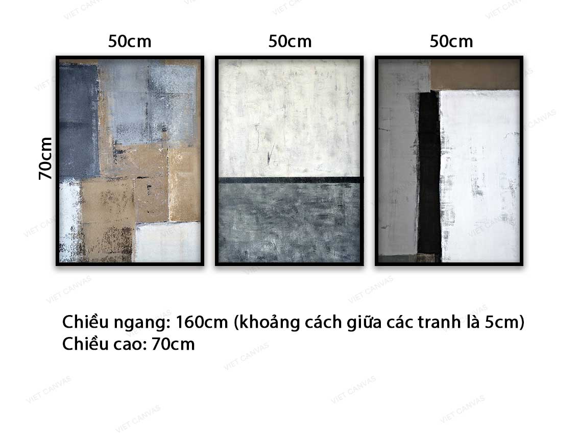 Bộ 3 Tranh Trừu Tượng Màu Tối - VC060
