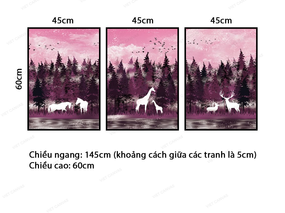 Bộ 3 Tranh Chiều Tím Của Muôn Thú - VB382