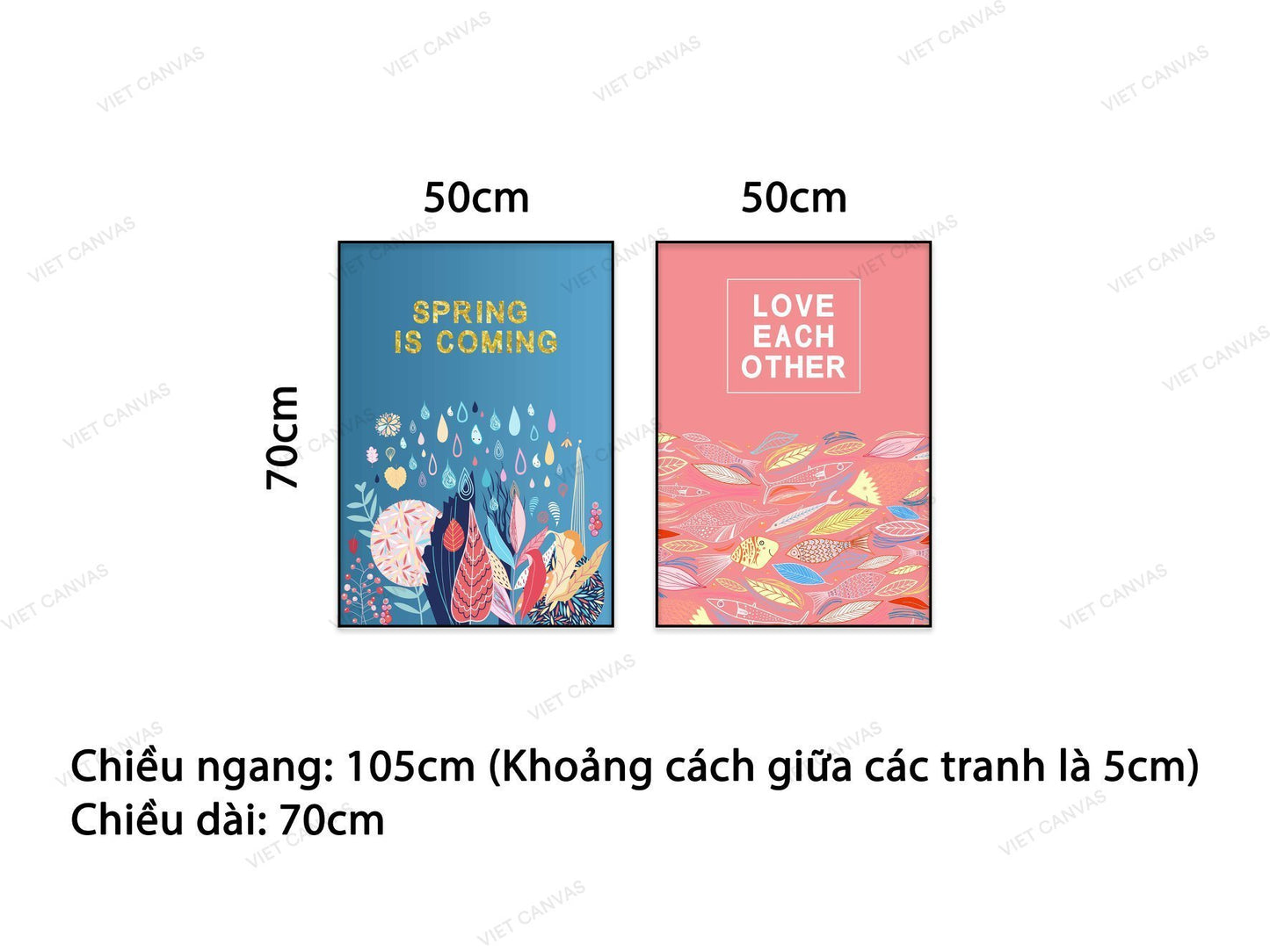Bộ 2 Tranh Đàn Cá Và Lá Cây - VA758