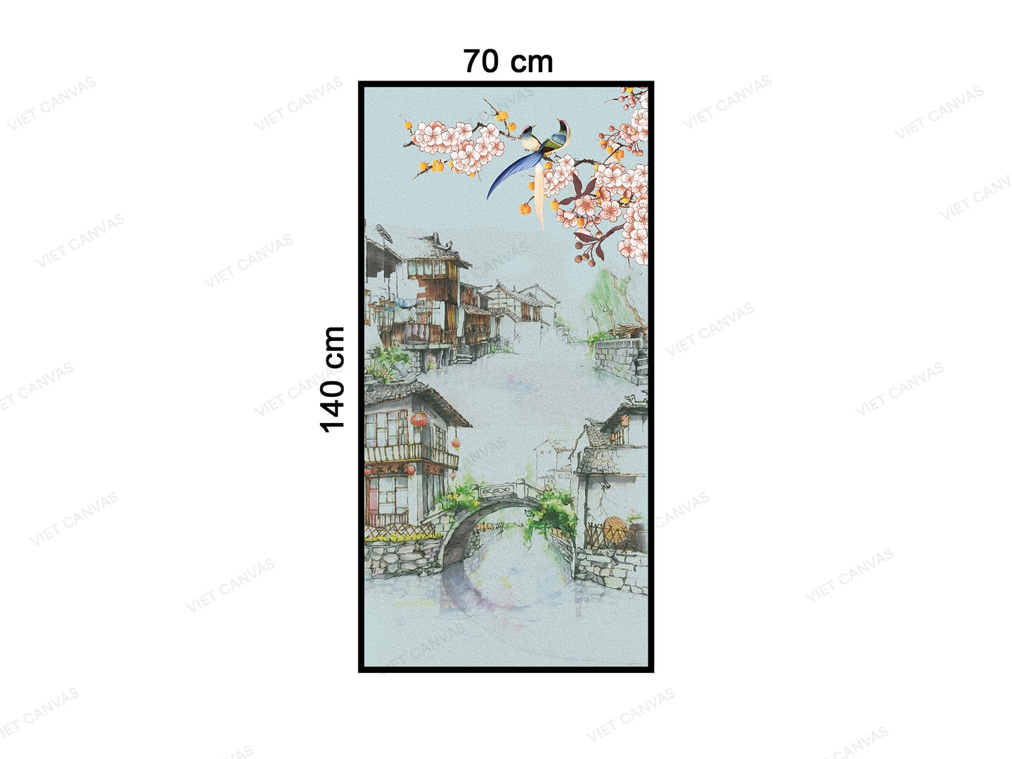 Tranh Nhành Hoa Đào Ở Làng Phố Cổ - VC478