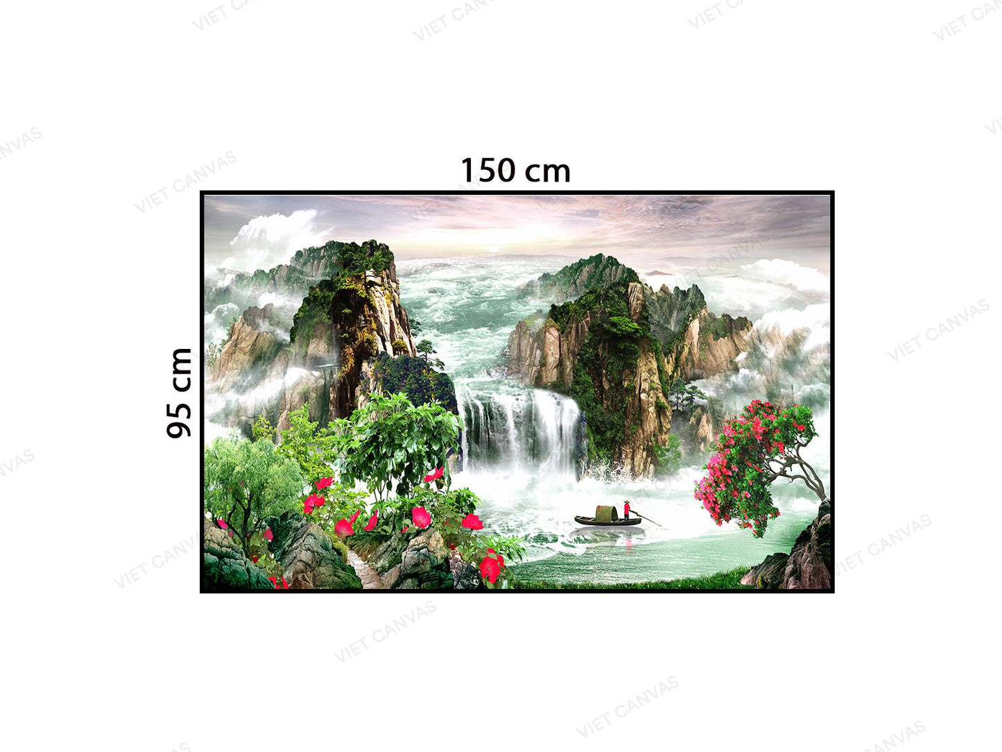 Tranh Cô Lái Đò Dưới Thác Nước - VB758
