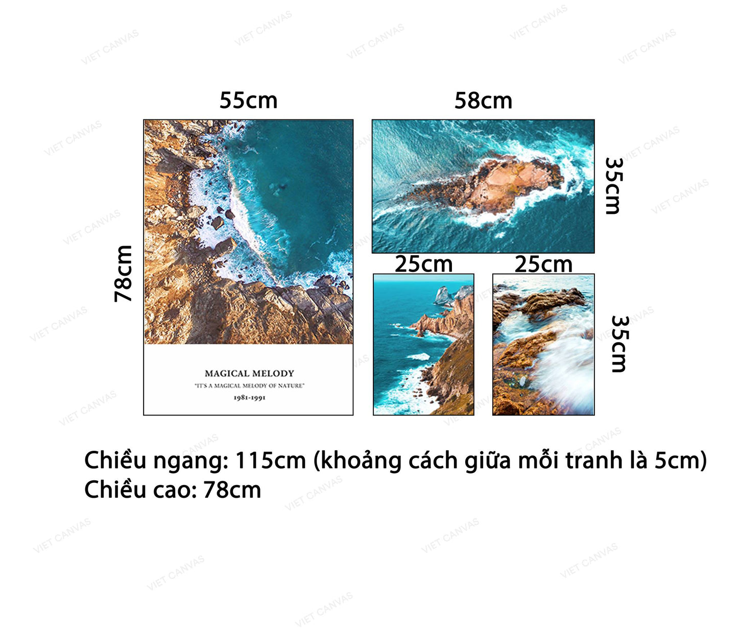 Bộ 4 Tranh Vách Đá Trên Biển - VB928