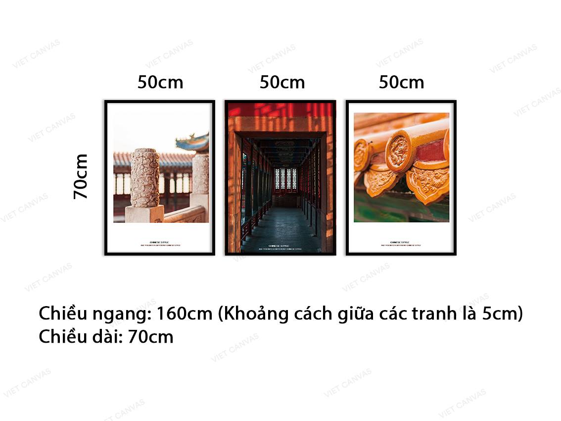 Bộ 3 Tranh Cổ Kính Hoa Văn - VC014
