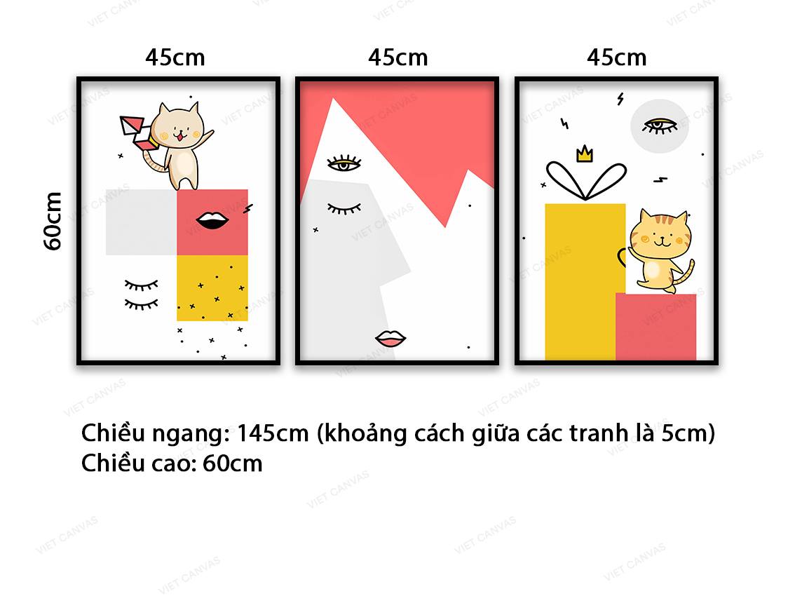 Bộ 3 Tranh Con Mèo Tinh Nghịch - VC011
