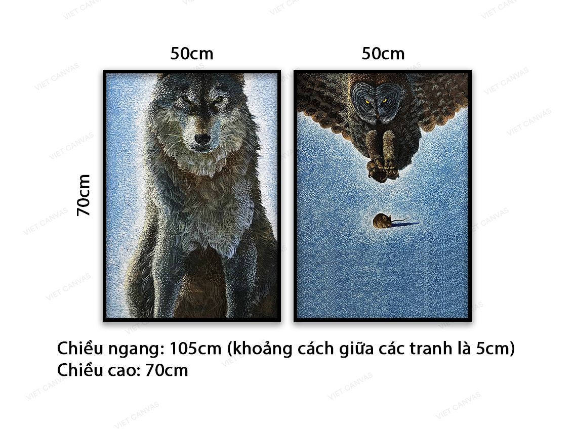 Bộ 2 Tranh Chó Sói, Cú Mèo Và Chuột - VB745