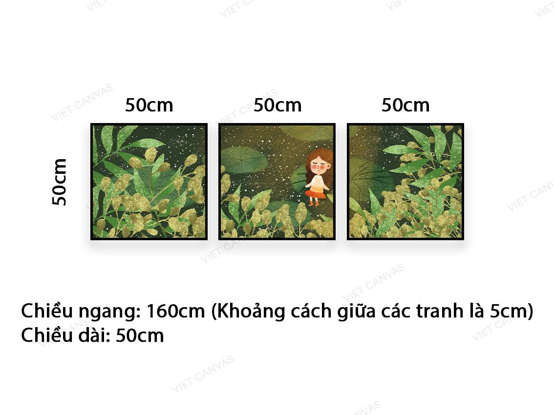 Bộ 3 Tranh Cô Bé Trong Rừng Lá Xanh - VC052