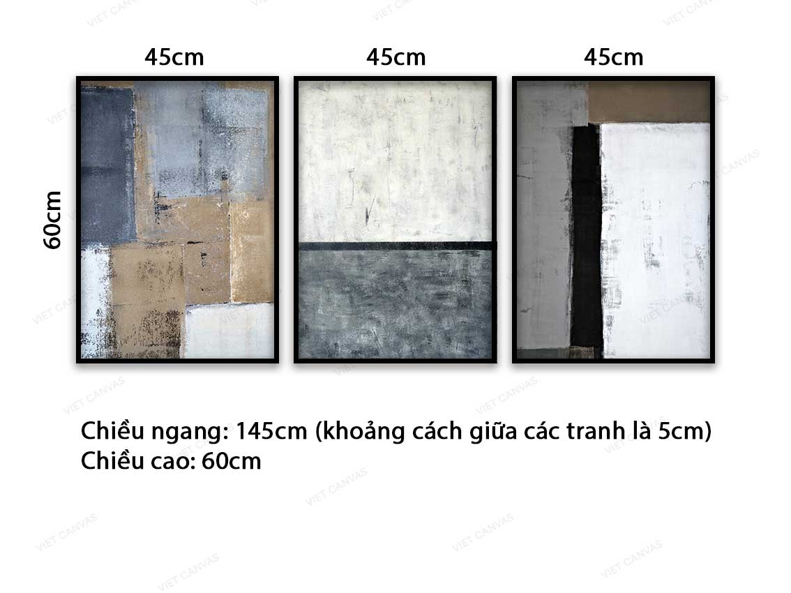 Bộ 3 Tranh Trừu Tượng Màu Tối - VC060