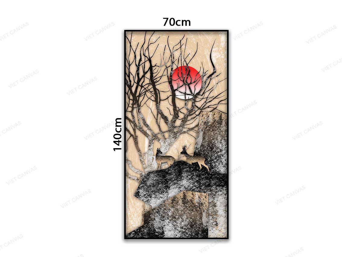 Tranh Đôi Nai Trong Rừng Khô - VC279