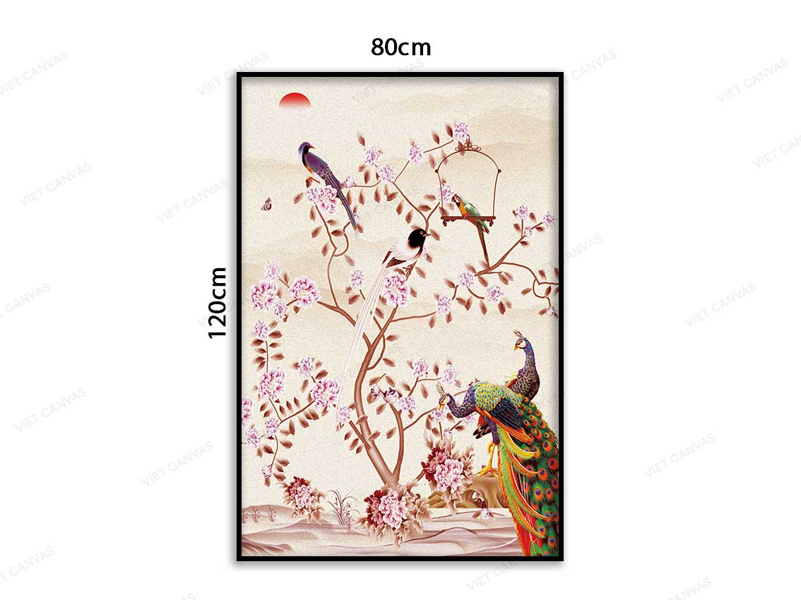 Tranh Chim Công Đón Mùa Xuân Đến - VC276