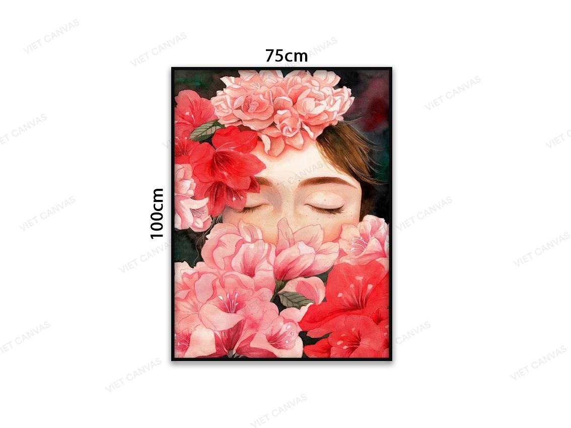 Tranh Nàng Kiều Nữ E Ấp Dưới Hoa - VC114