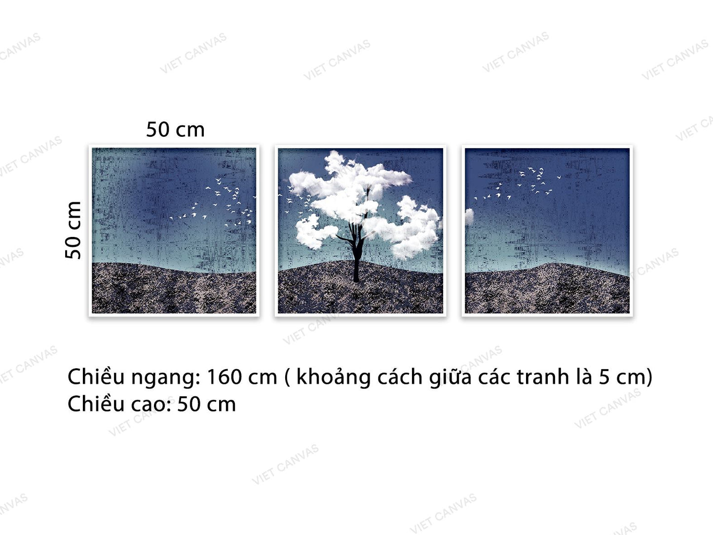 Bộ 3 Tranh Cây Bông Cô Đơn - VB310