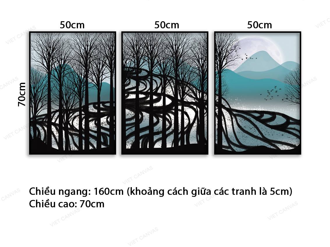 Bộ 3 Tranh Rừng Khô Chiều Đông - VB383