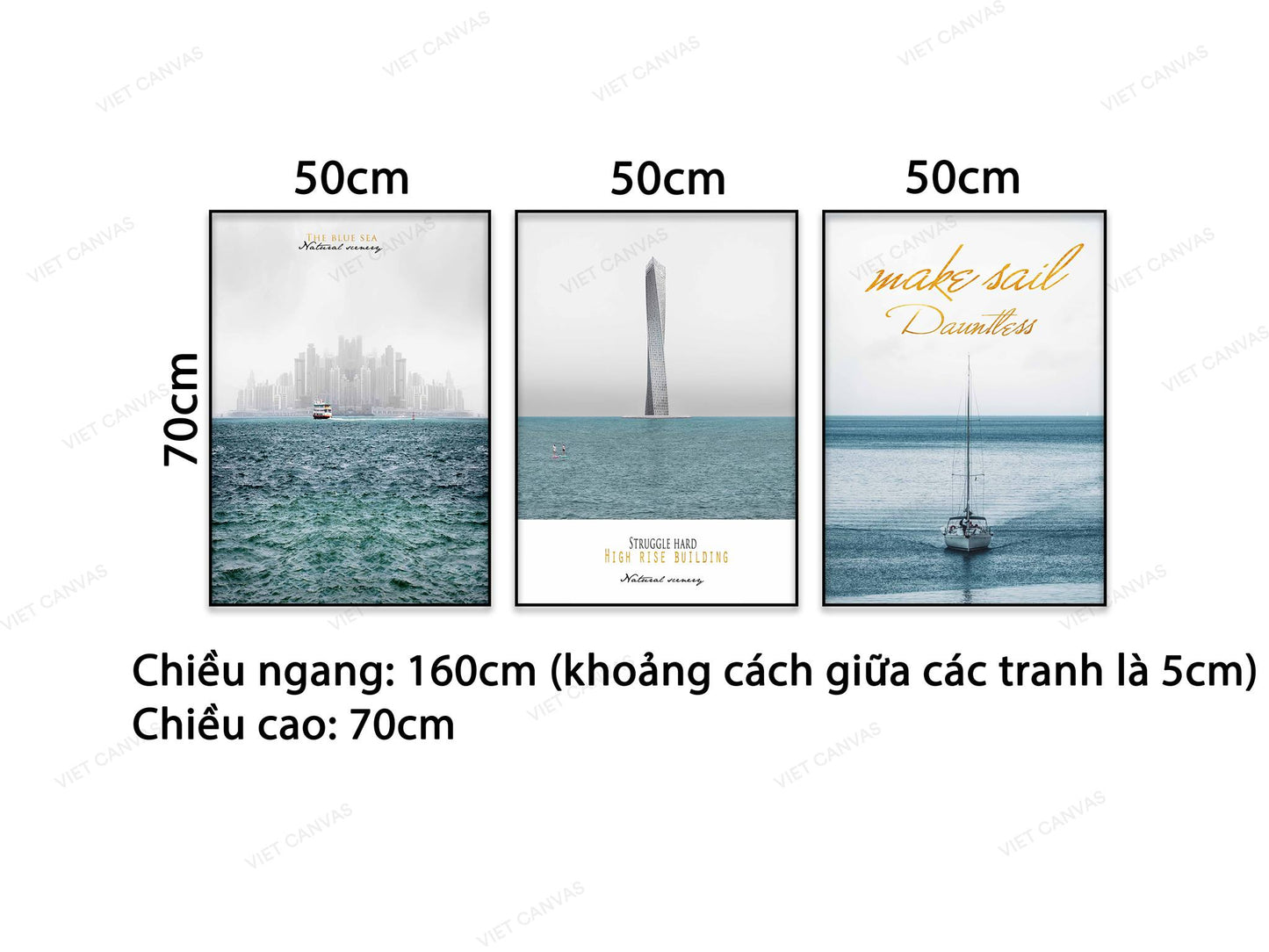Bộ 3 Tranh Biển Và Quotes - VB925