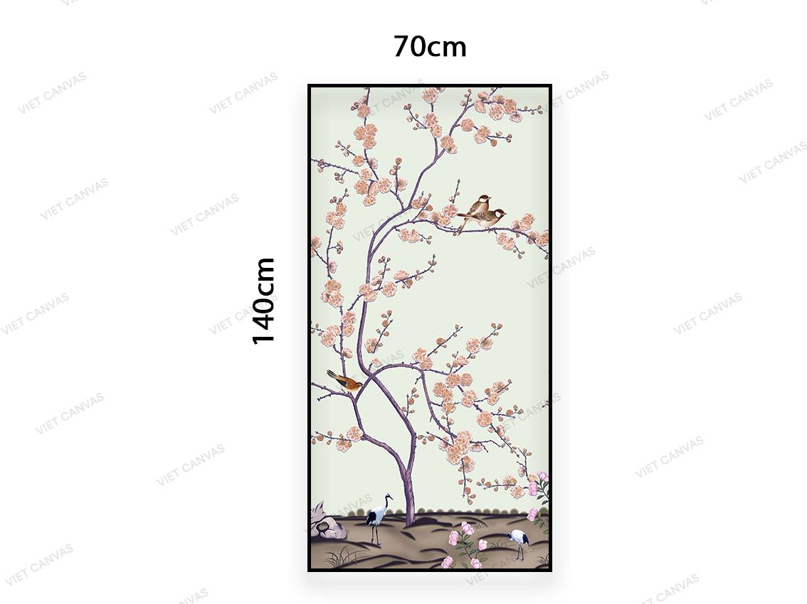 Tranh Chim Đậu Trên Cành Đào - VC228