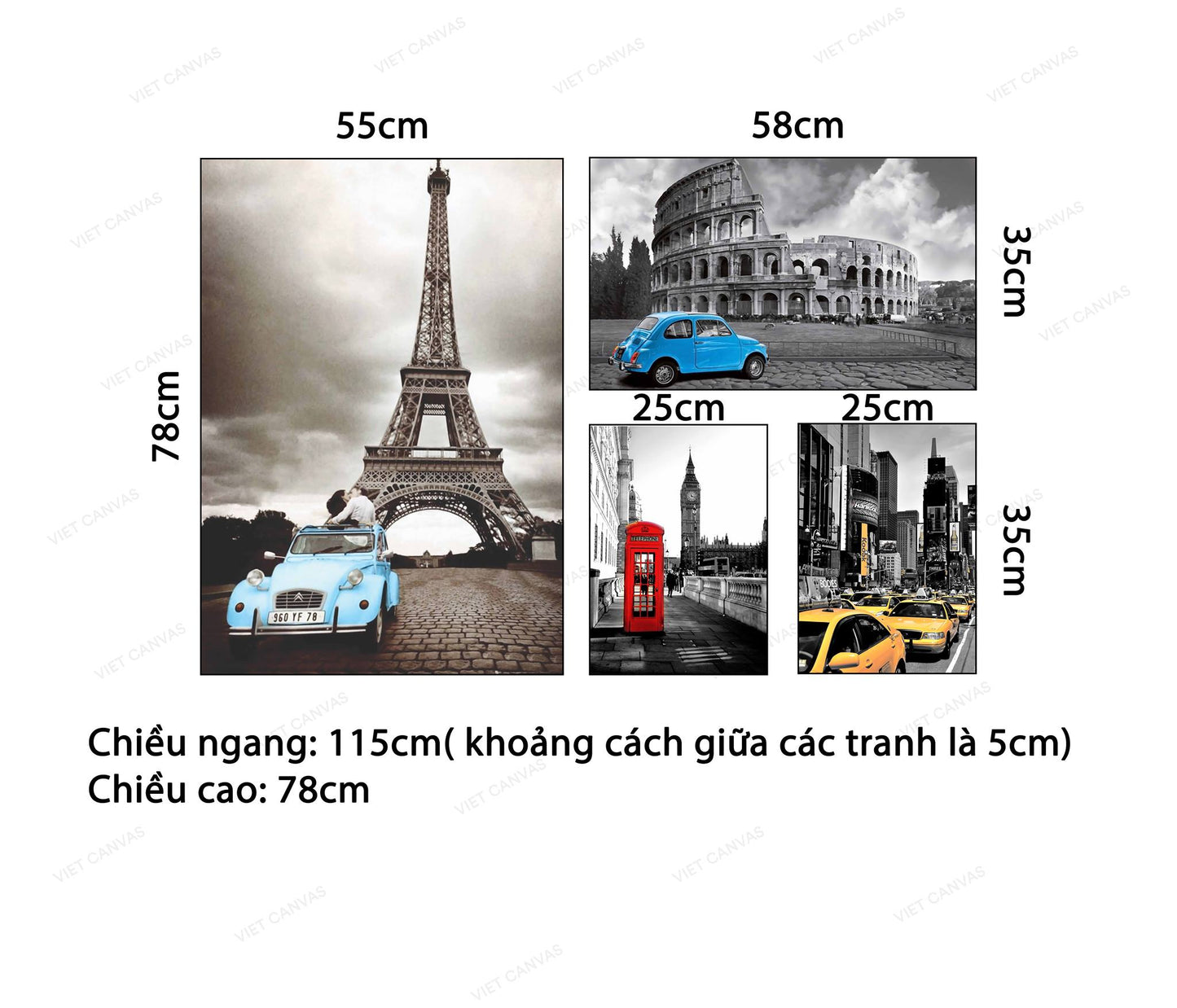 Bộ 4 Tranh Những Kỳ Quan Thế Giới - VB930
