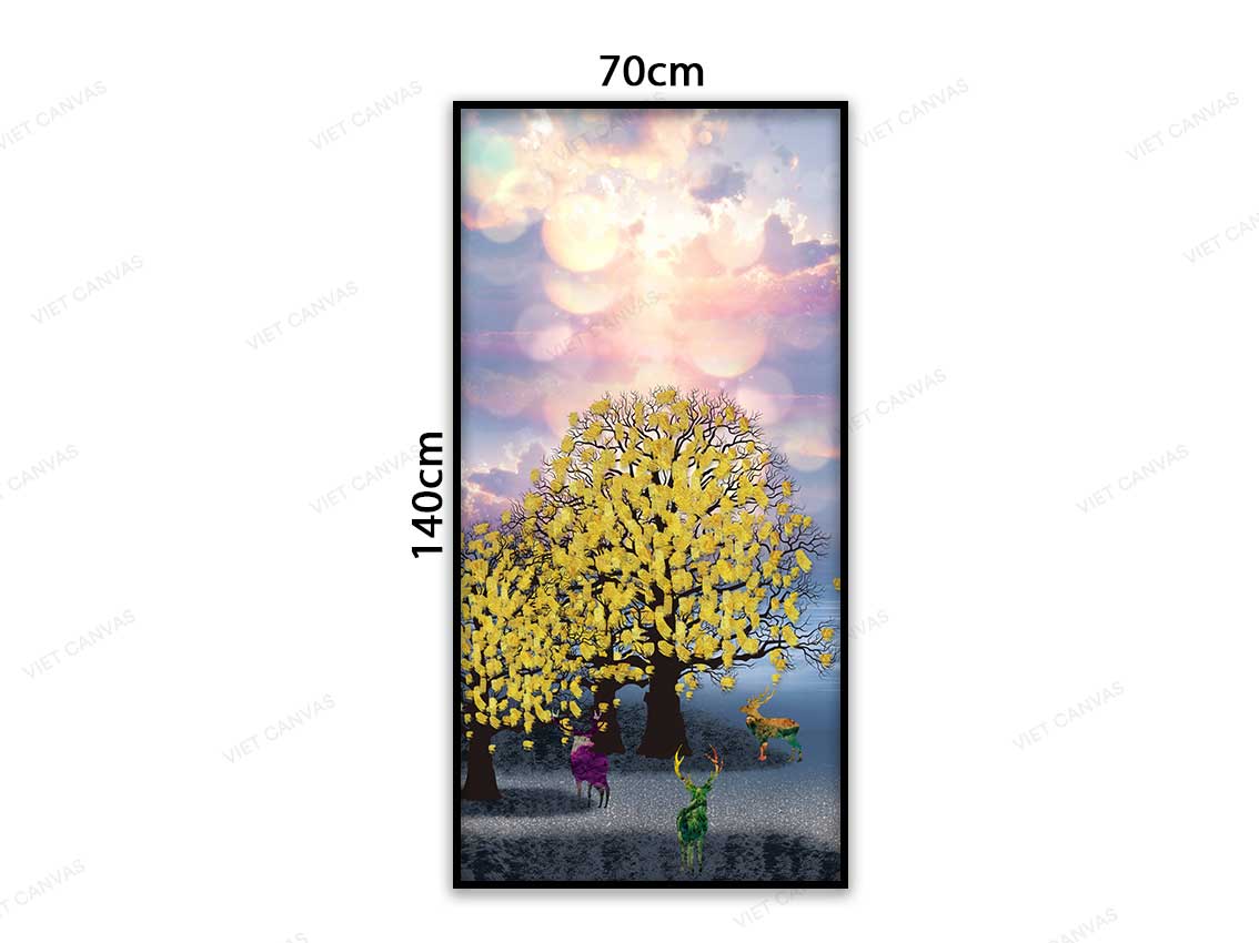 Tranh Đàn Hươu Đón Nắng Mai - VC313