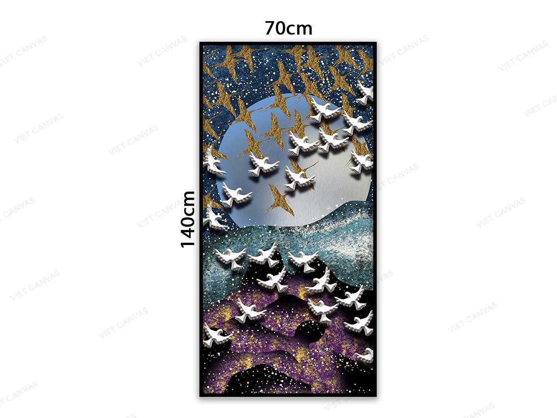 Tranh Trừu Tượng Đàn Chim Trắng Bay - VC495