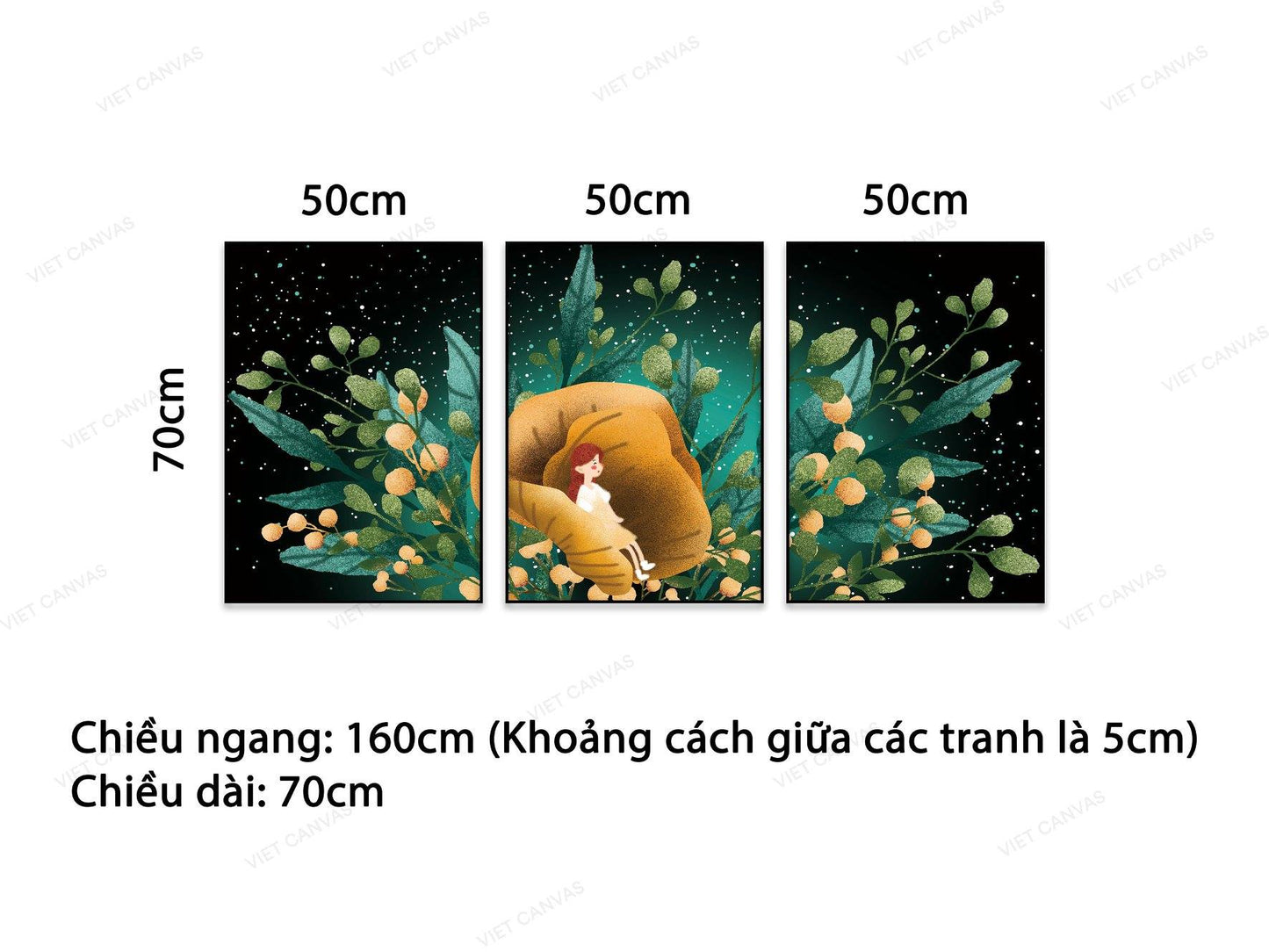 Bộ 3 Tranh Cô Bé Mơ Mộng Trong Khu Vườn Cổ Tích - VB251