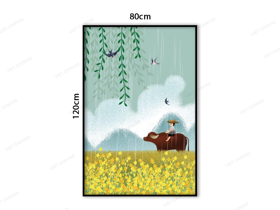 Tranh Cậu Bé Chăn Trâu Giữa Cánh Đồng Bao La - VC024