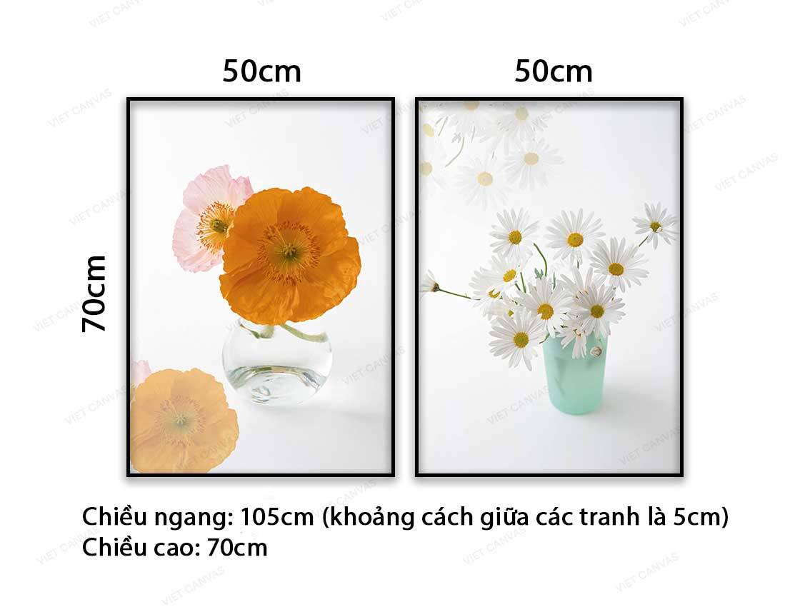 Bộ 2 Tranh Treo Tường Trang Trí Spa - Hoa Nở - VC062
