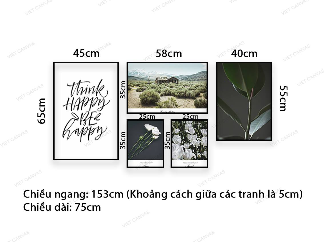 Bộ 5 Tranh Hoa Và Quotes - VC105