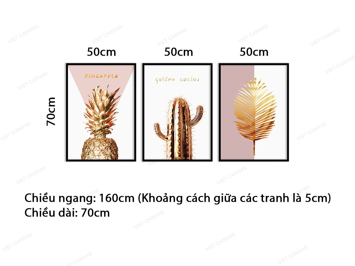 Bộ 3 Tranh Dứa, Xương Rồng Và Lá - VB924