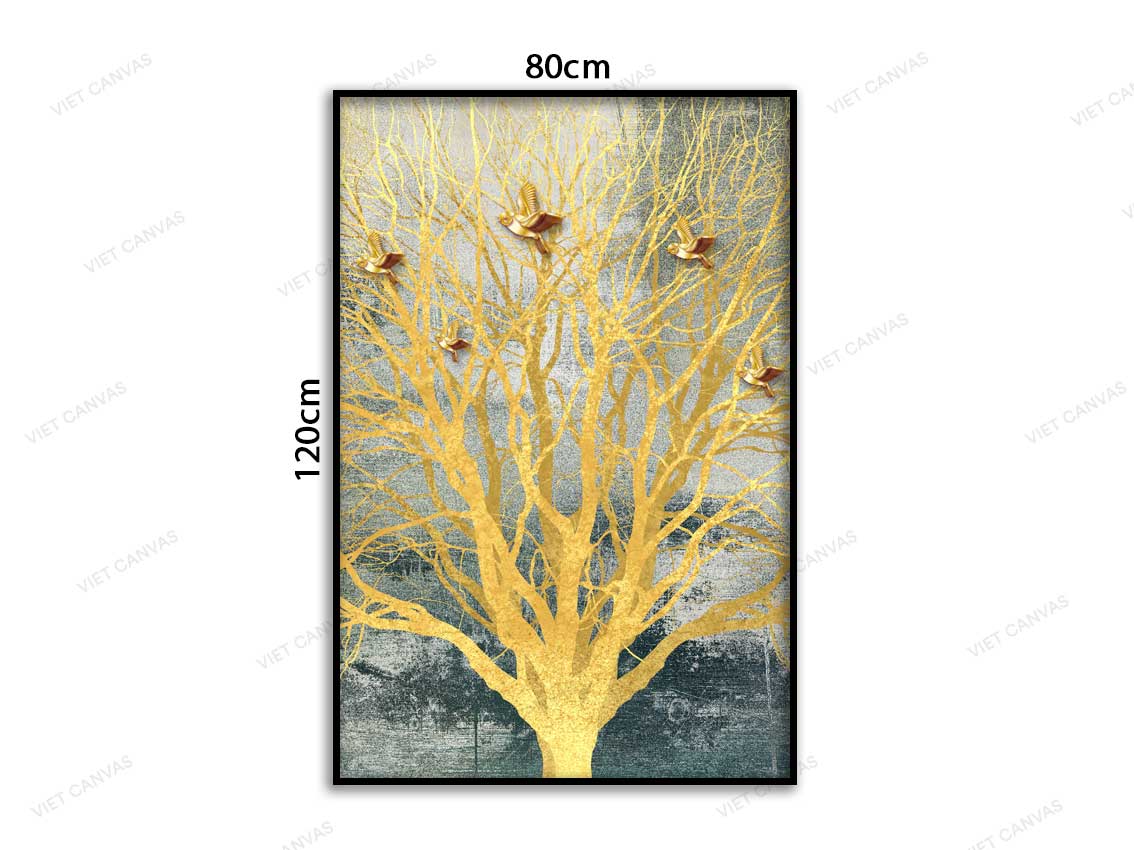 Tranh Sắc Vàng Phủ Lên Cây Và Đàn Chim - VC474