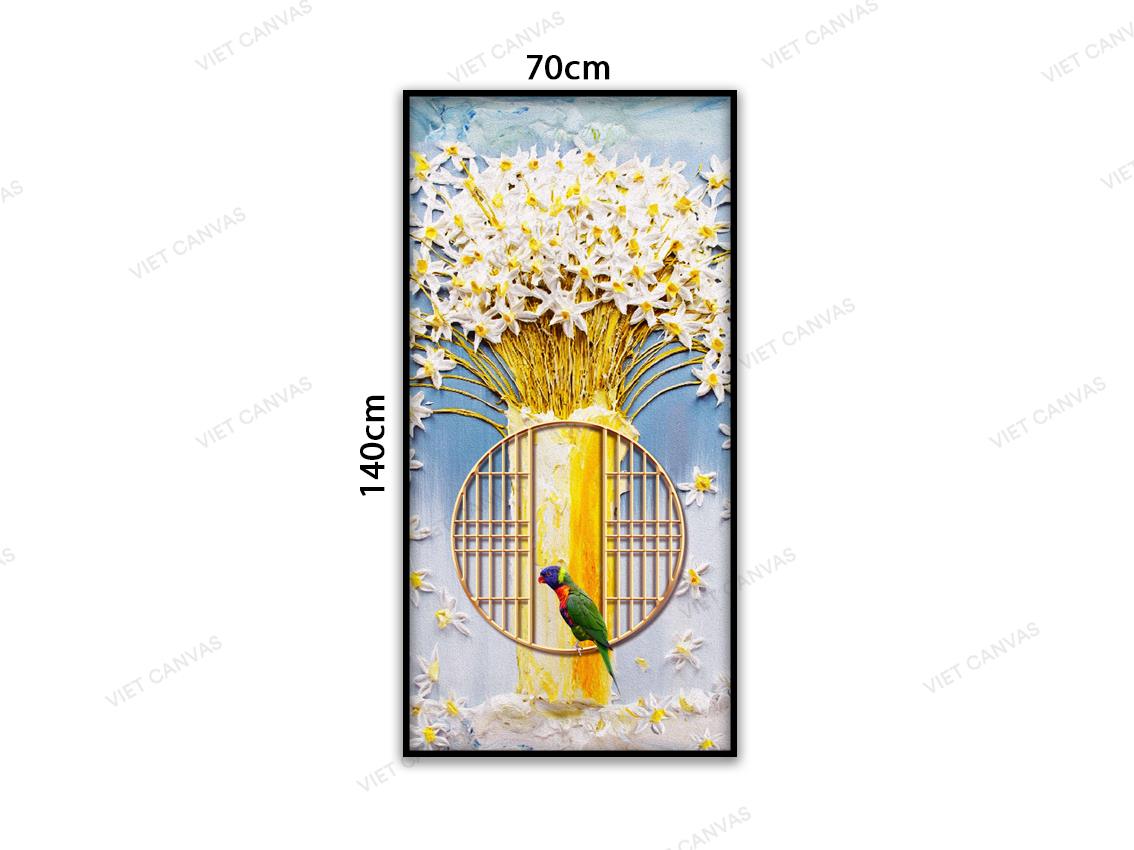 Tranh Vẹt Bên Khung Cửa Sổ Góc Cây Vàng - VC173