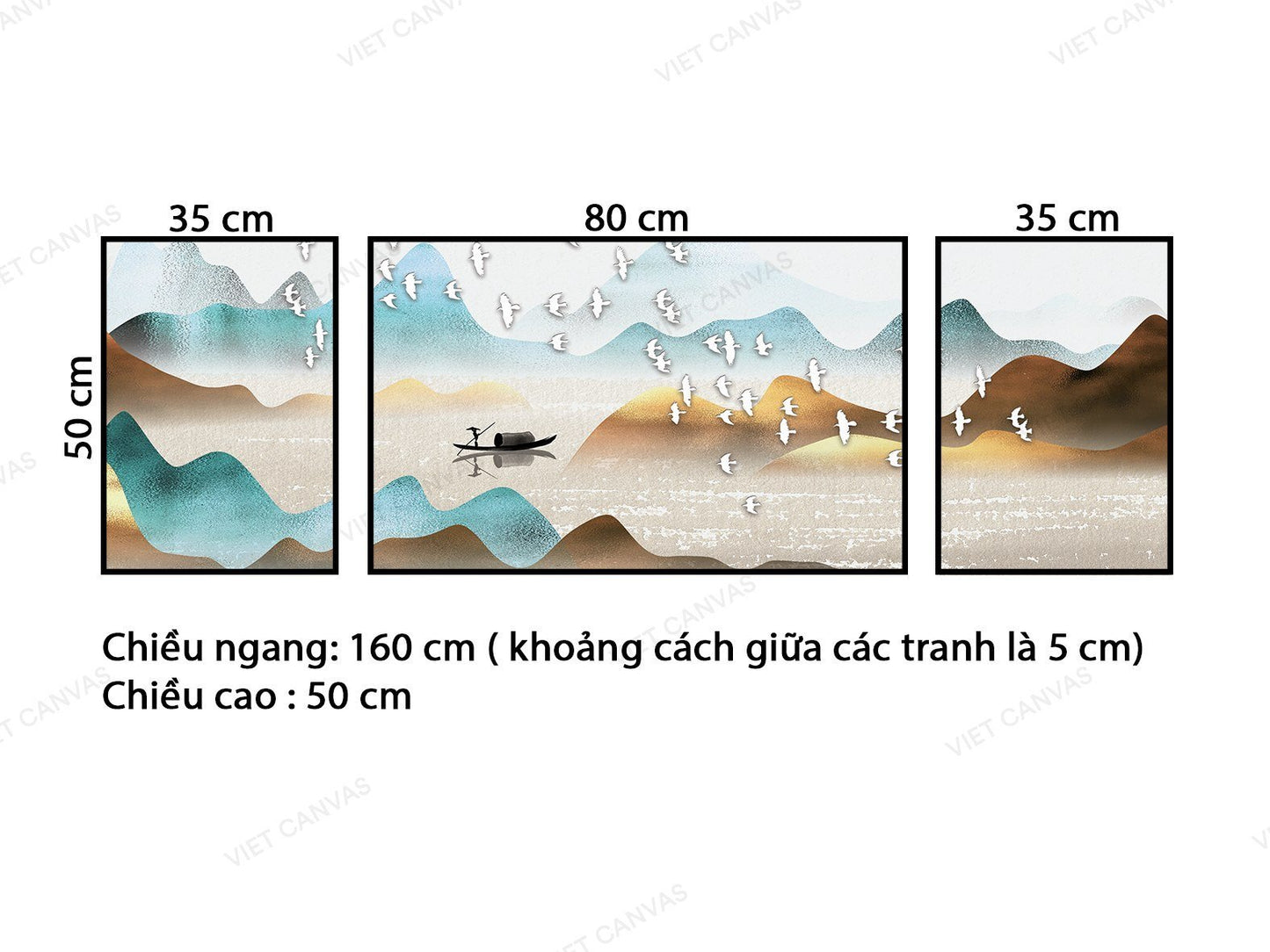 Bộ 3 Tranh Đàn Cò Trắng Di Cư Trốn Đông - VB945