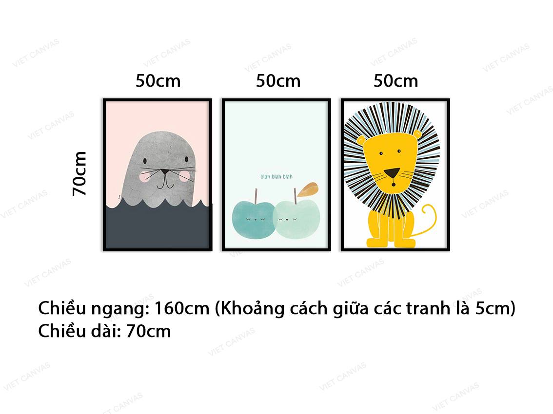 Bộ 3 Tranh Động Vật Và Hai Trái Táo - VC059