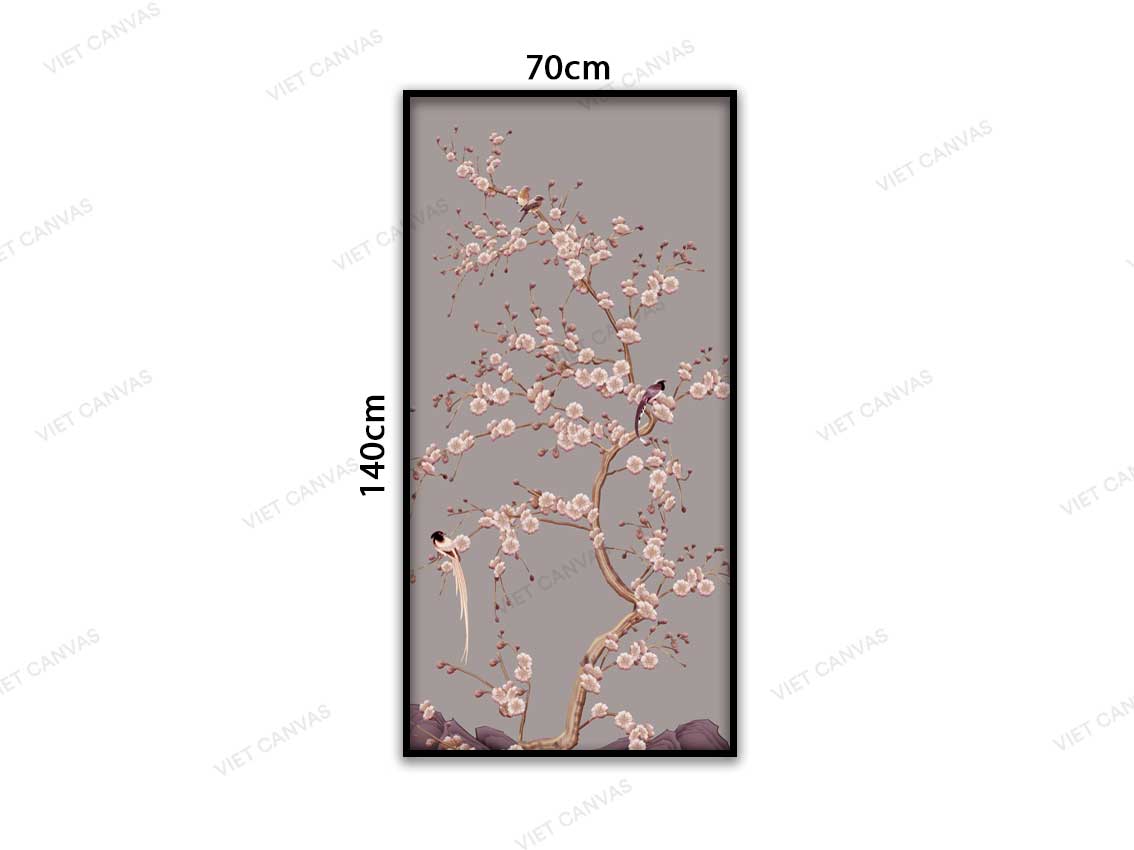 Tranh Chim Đậu Trên Cành Hoa Nở - VC349