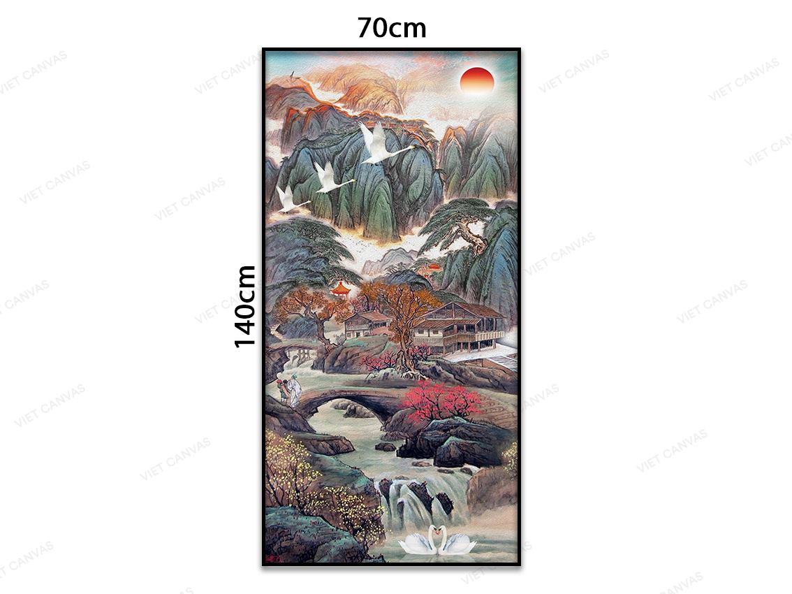 Tranh Chim Sải Cánh Giữa Thác Rừng Hùng Vĩ - VC197