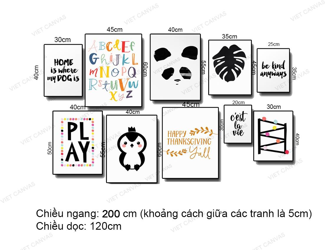 Bộ 10 Tranh Gấu, Chim Cánh Cụt, Lá Cây Và Quotes - VZ102.1