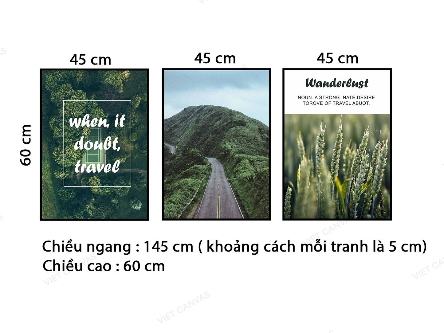 Bộ 3 Tranh Con Đường Trên Núi Và Cây Cối - VB934