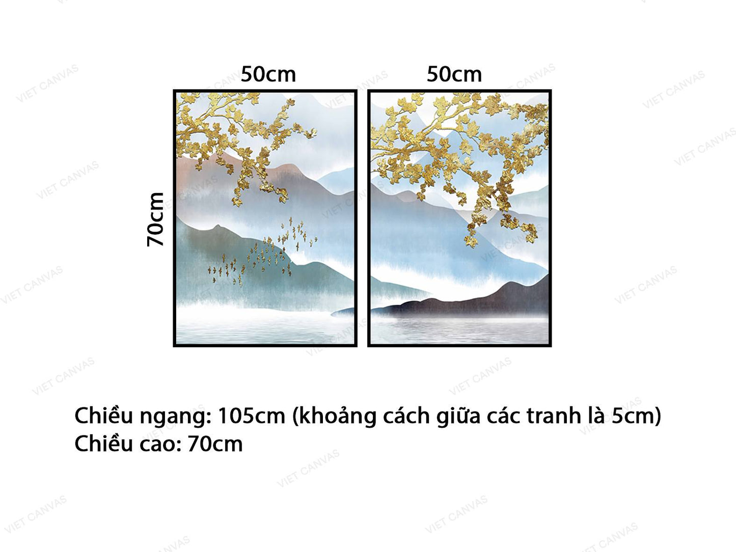 Bộ 2 Tranh Núi và Hoa Ban Mai - VB991