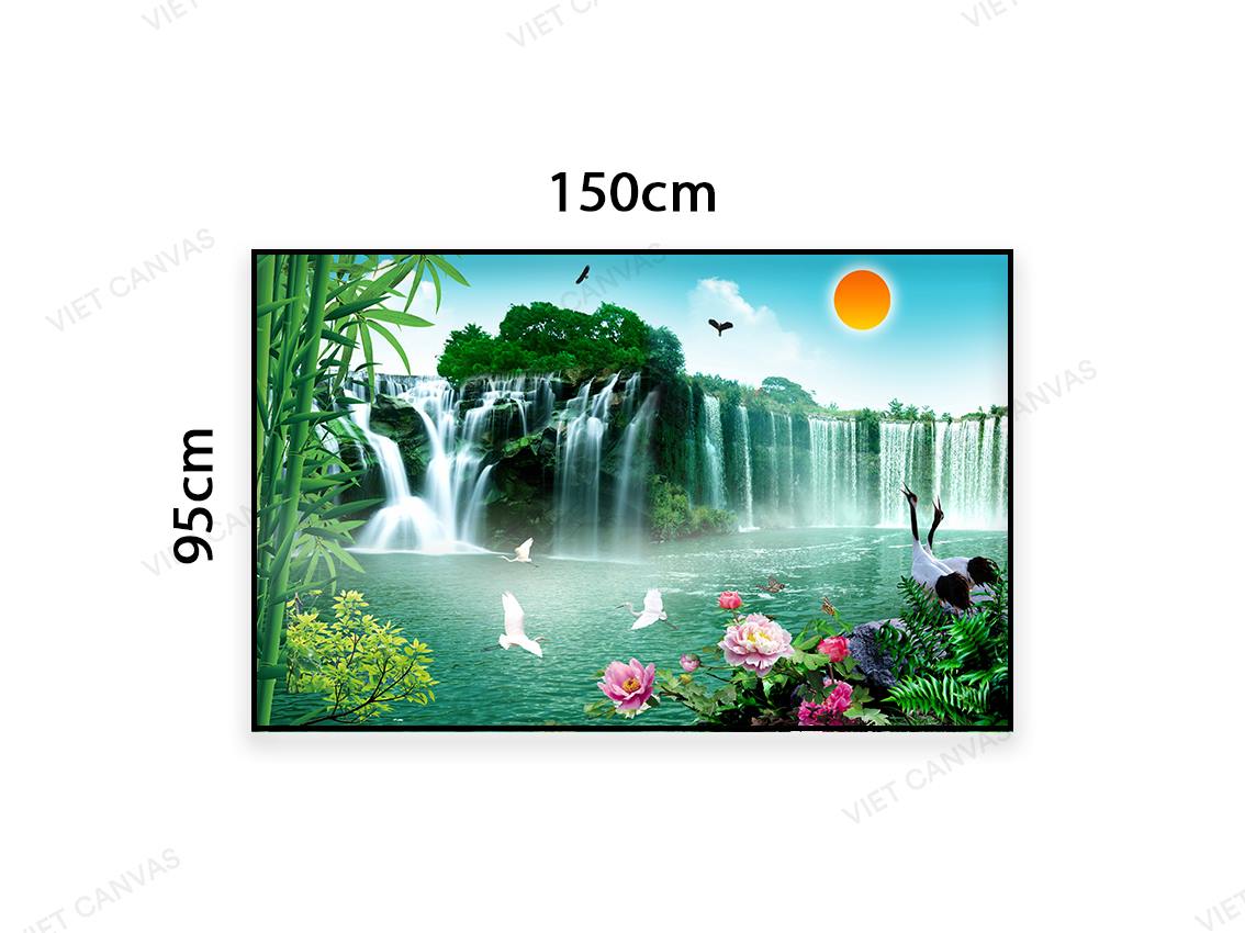 Tranh Thác Nước, Hoa Và Đàn Chim - VC159