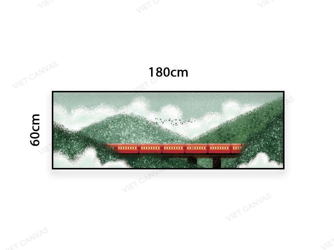 Tranh Đoàn Tàu Qua Núi Xanh - VB976