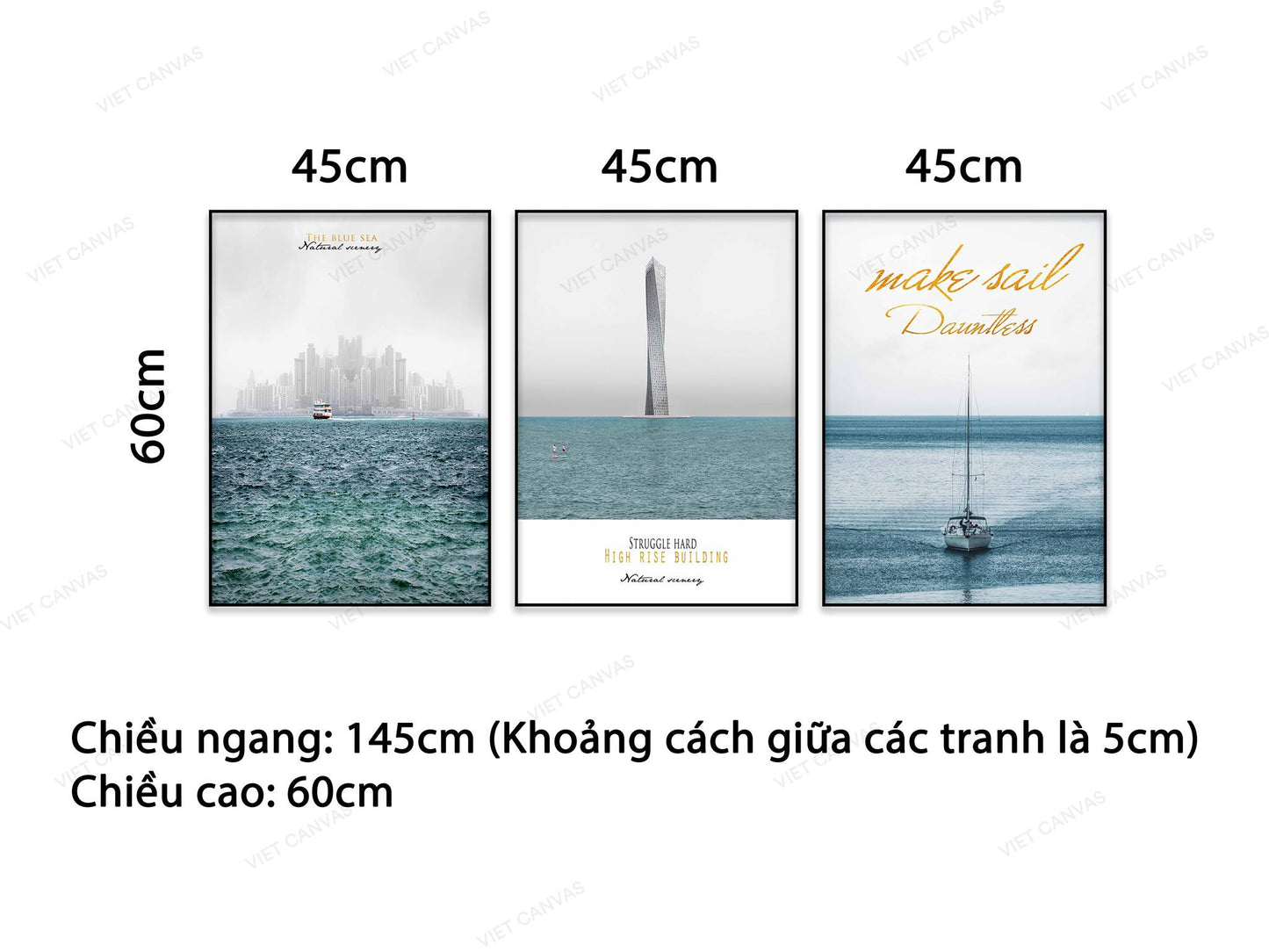 Bộ 3 Tranh Biển Và Quotes - VB925
