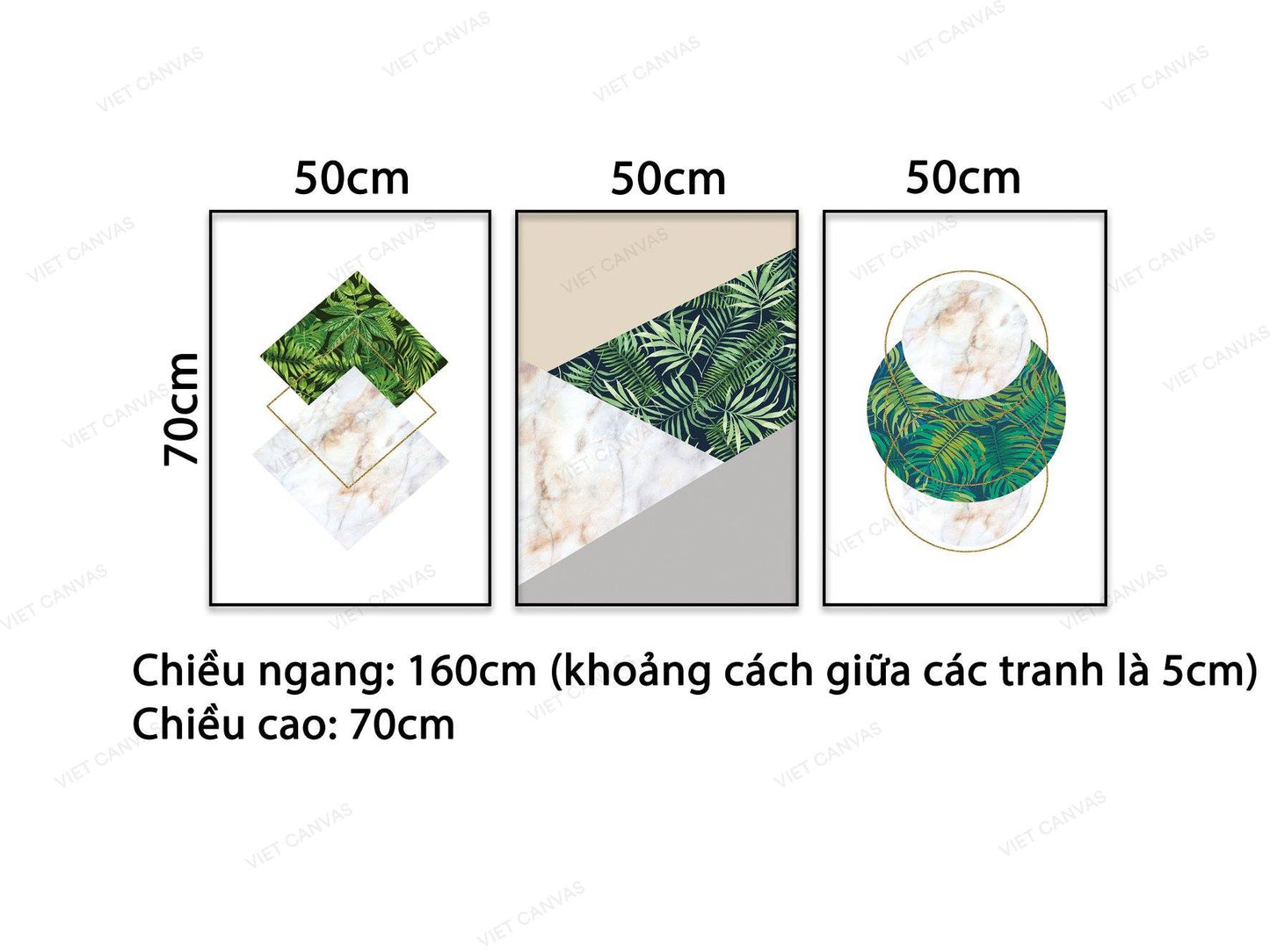 Bộ 3 Tranh Màu Xanh Của Dương Xỉ - VB124