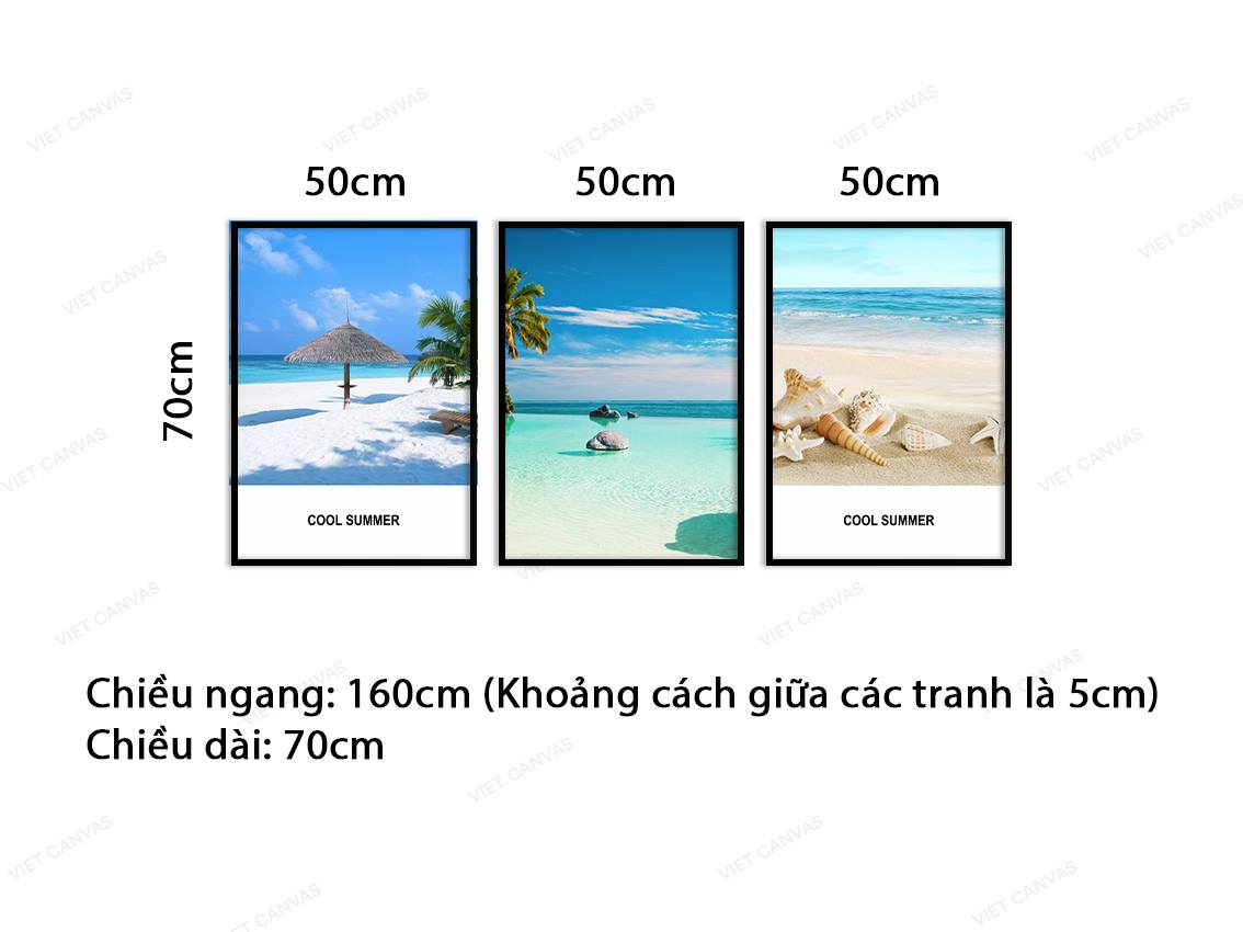 Bộ 3 Tranh Biển Xanh - VC058