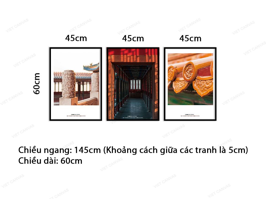 Bộ 3 Tranh Cổ Kính Hoa Văn - VC014