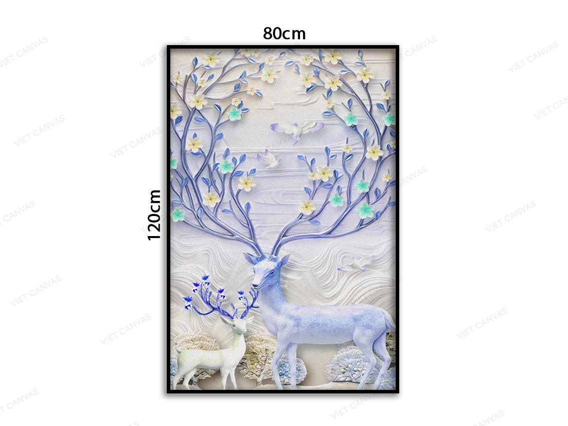 Tranh Cha Con Nhà Hươu Trong Mùa Đông Băng Gía - VB732