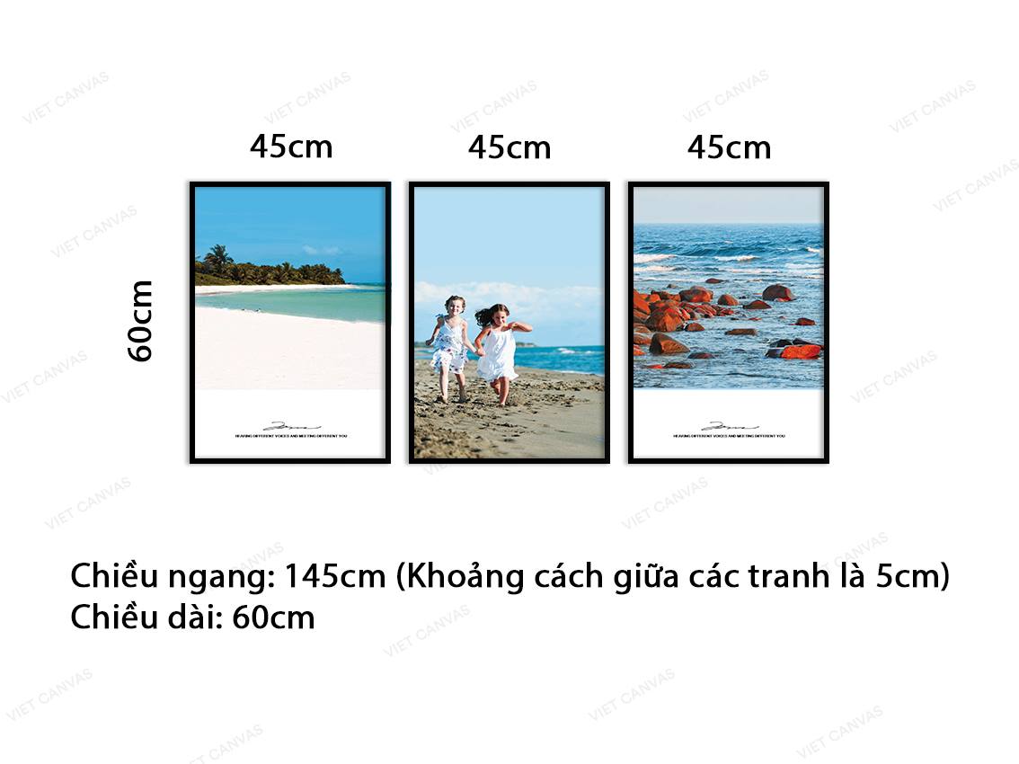 Bộ 3 Tranh Biển Xanh - VB666