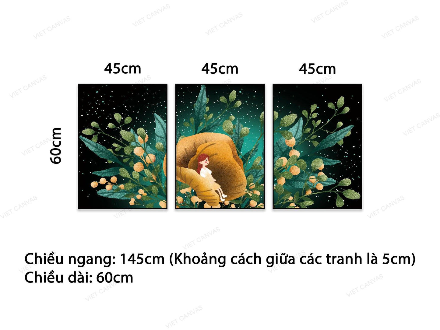 Bộ 3 Tranh Cô Bé Mơ Mộng Trong Khu Vườn Cổ Tích - VB251