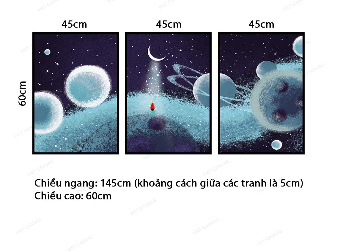 Bộ 3 Tranh Bé Con Ngắm Ngân Hà - VB798