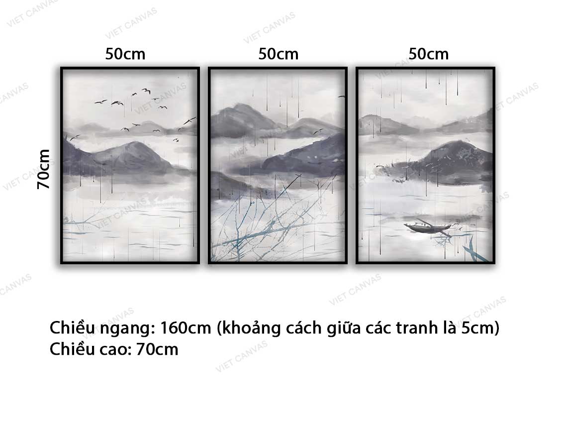 Bộ 3 Tranh Non Nước Hữu Tình - VC814