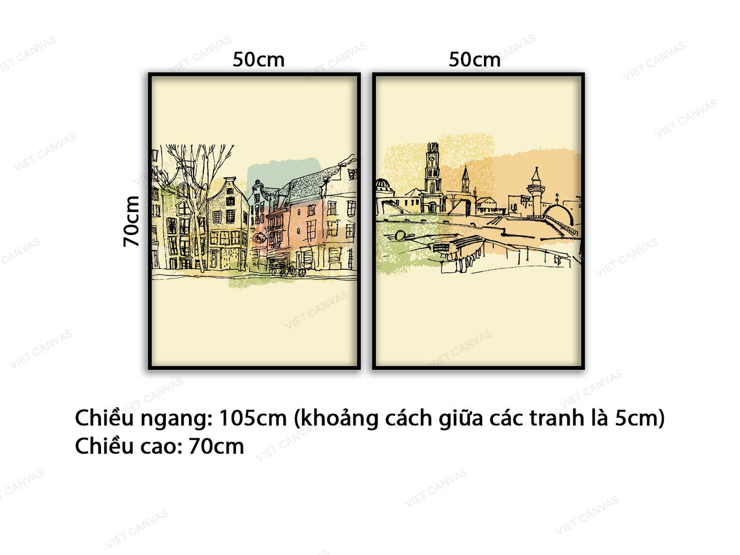 Bộ 2 Tranh Những Dãy Nhà Cao Tầng - VC803