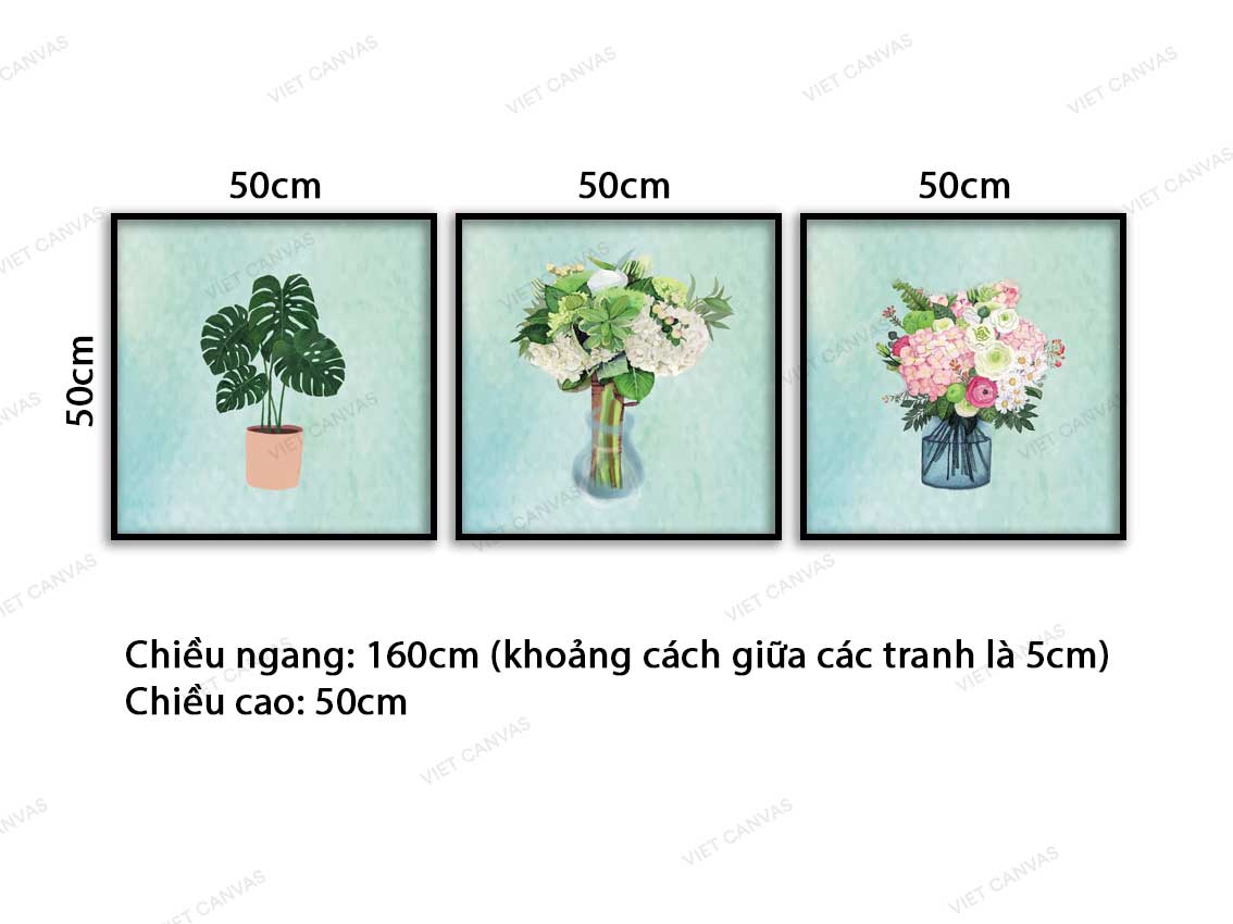 Bộ 3 Tranh Ba Bình Hoa - VC813